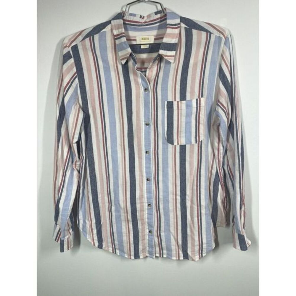 Anthropologie Maeve Women’s Multi Striped Chatham Button Down Blouse Size‎ Large